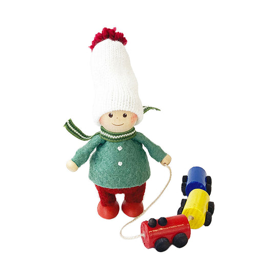 NORDIKA nisse ノルディカ ニッセ クリスマス 木製人形 ( 電車のおもちゃを運ぶ男の子 / Joy to the world )