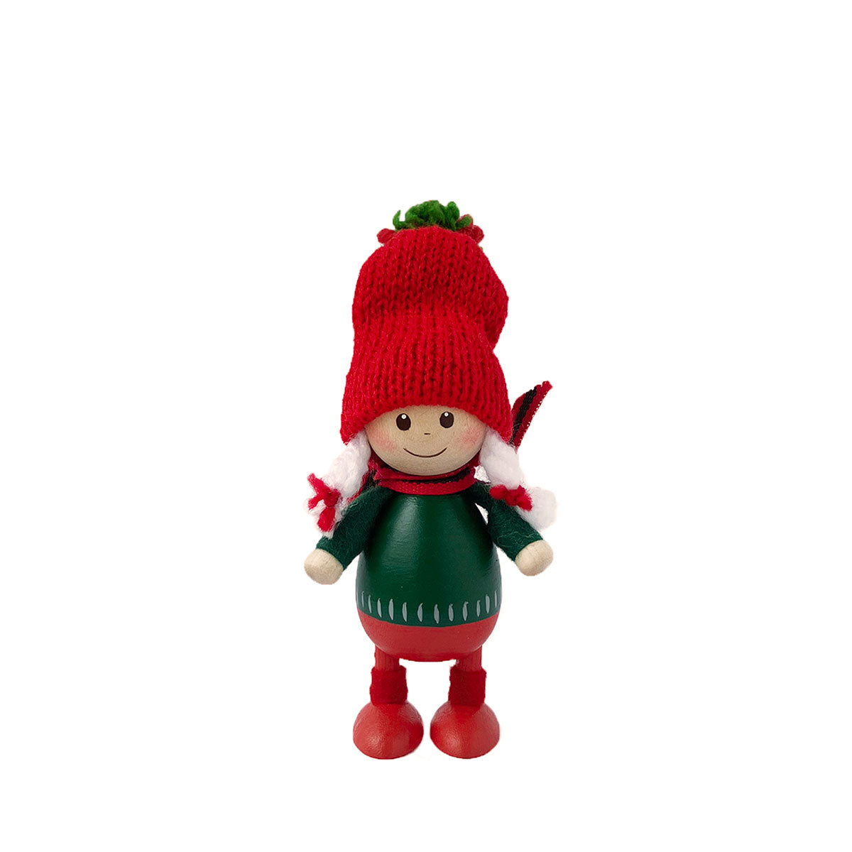 NORDIKA nisse ノルディカ ニッセ クリスマス 木製人形 ( 緑のセーターの胴長の女の子 / ツインズ )