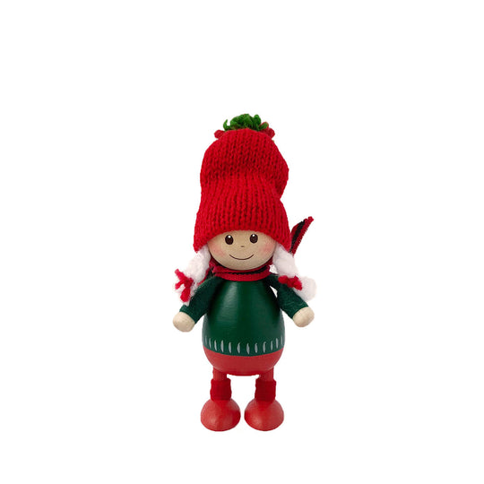 NORDIKA nisse ノルディカ ニッセ クリスマス 木製人形 ( 緑のセーターの胴長の女の子 / ツインズ )