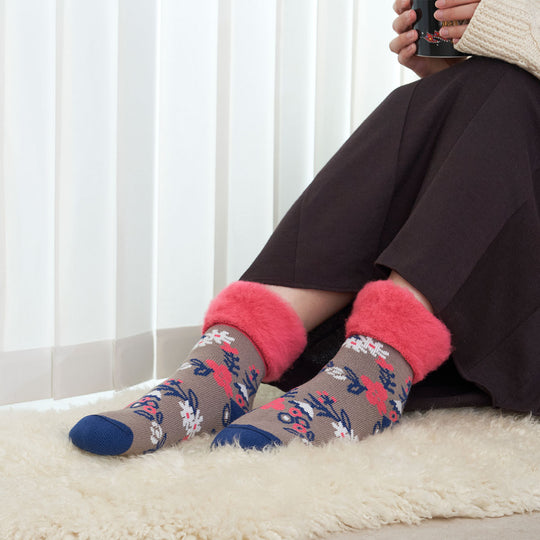 from F フロムエフ もこもこソックス  ( seppele 花輪 / グレー / 22.5～25cm )