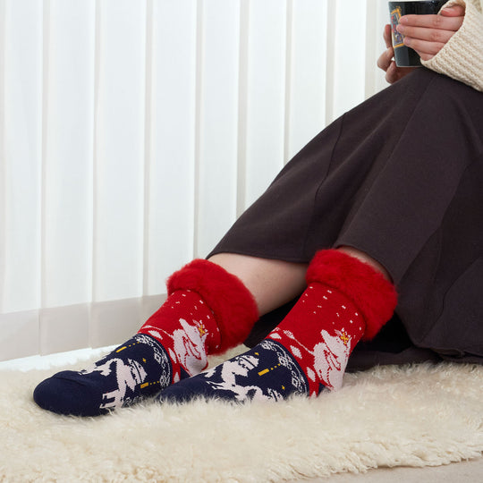 MOOMIN ムーミン from F フロムエフ もこもこソックス  ( ムーミン&フローレン / halata ハグ / レッド / 22.5～25cm )