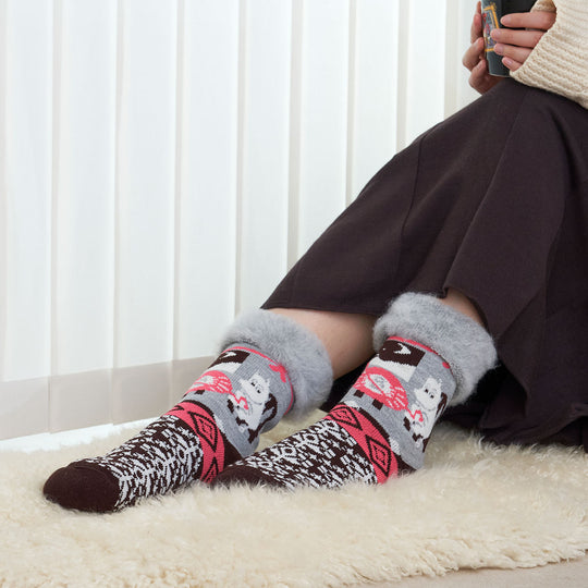 MOOMIN ムーミン from F フロムエフ もこもこソックス  ( ムーミン&フローレン / neulos 編み物 / グレー / 22.5～25cm )