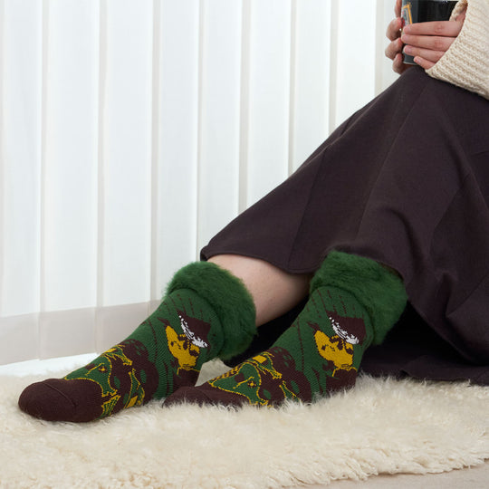 MOOMIN ムーミン from F フロムエフ もこもこソックス  ( スナフキン / kalastus 釣り / グリーン / 22.5～25cm )