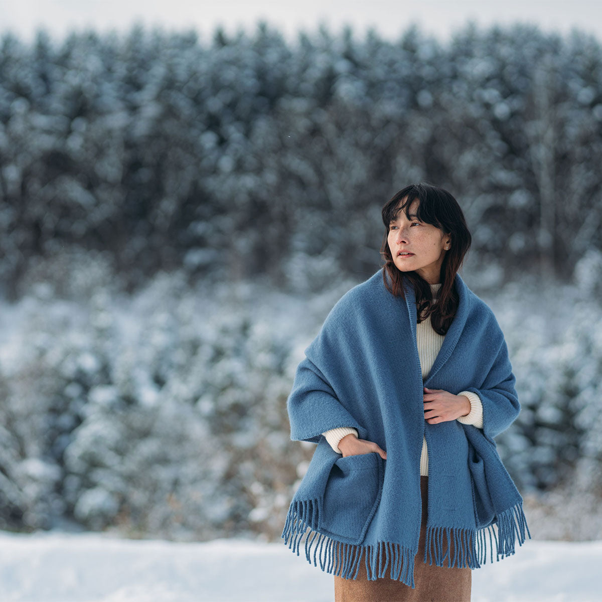 LAPUAN KANKURIT ラプアンカンクリ ポケットショール UNI ( 60×170cm / レイニーブルー )