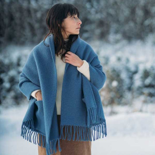 LAPUAN KANKURIT ラプアンカンクリ ポケットショール UNI ( 60×170cm / レイニーブルー )