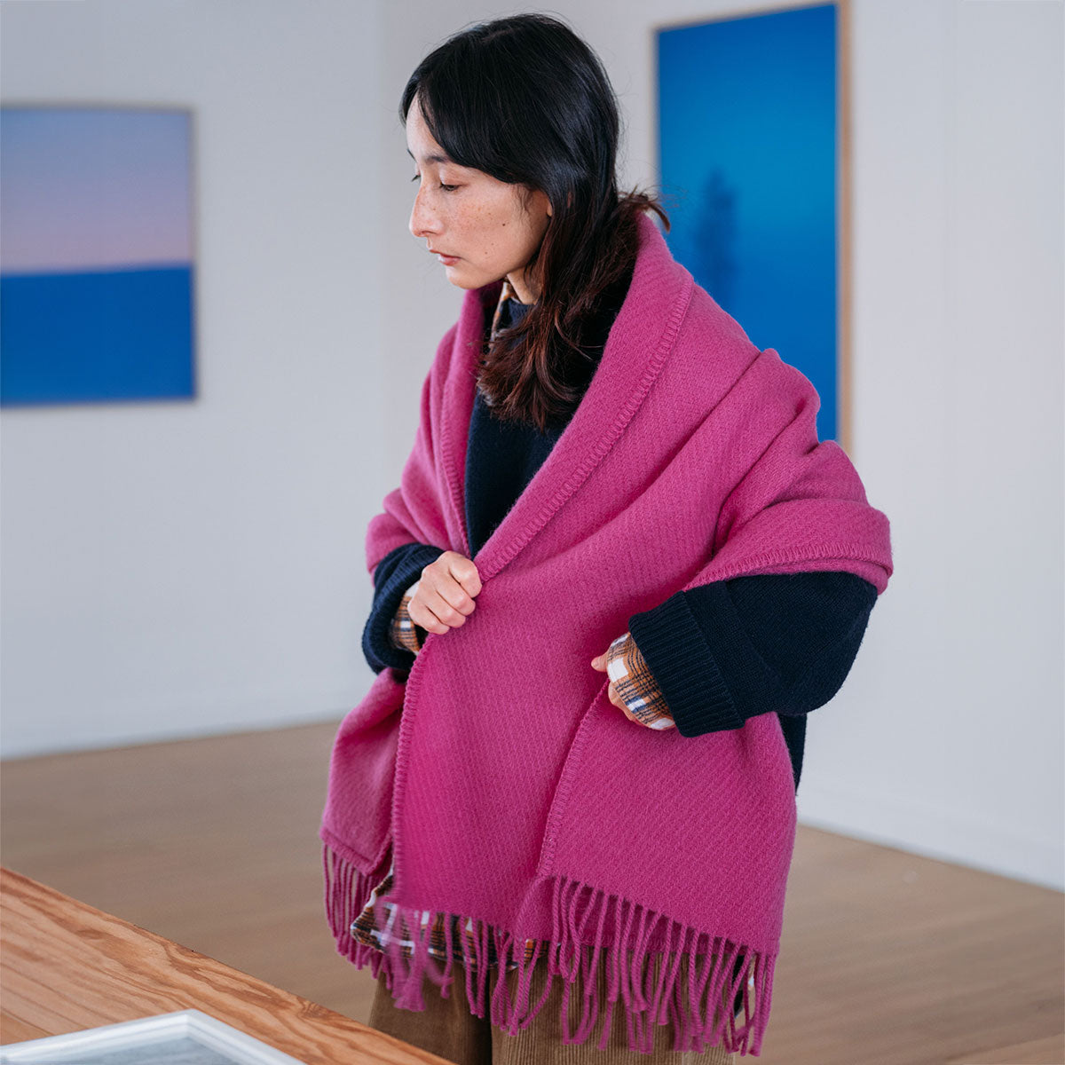 LAPUAN KANKURIT ラプアンカンクリ ポケットショール UNI ( 60×170cm / ベリーピンク )