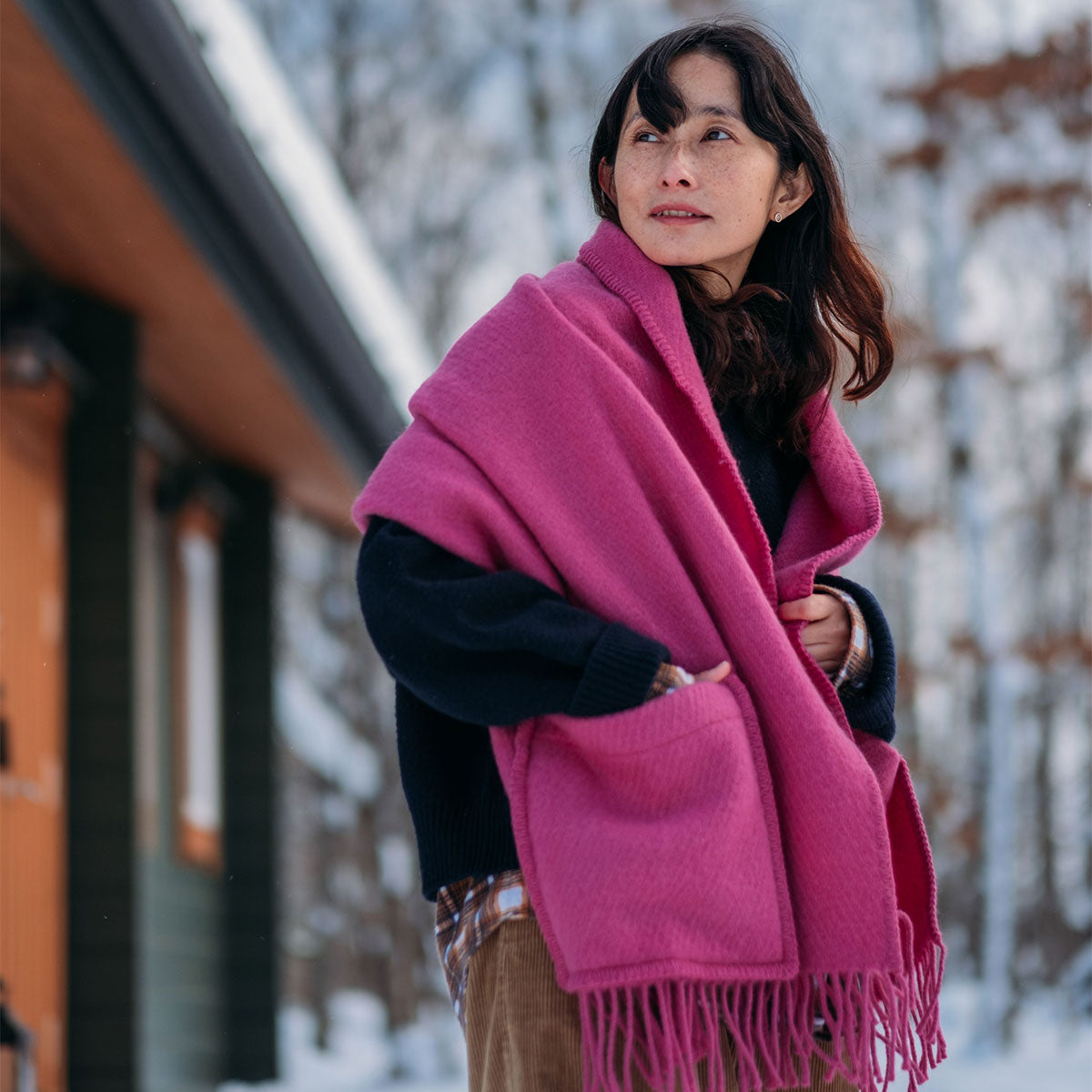 LAPUAN KANKURIT ラプアンカンクリ ポケットショール UNI ( 60×170cm / ベリーピンク )