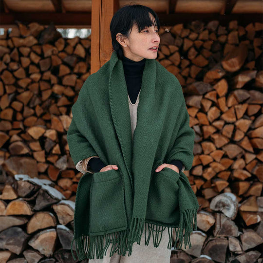 LAPUAN KANKURIT ラプアンカンクリ ポケットショール UNI ( 60×170cm / モスグリーン )