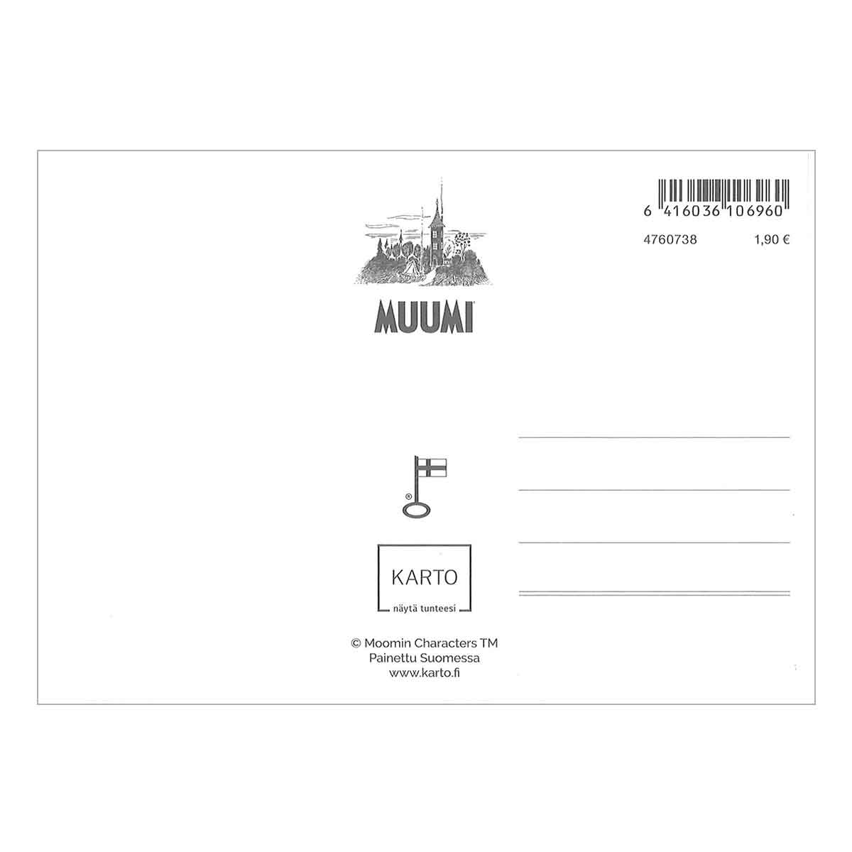 Moomin ムーミン Karto カルト ポストカード ( 大雨の中のムーミンとリトルミイ )