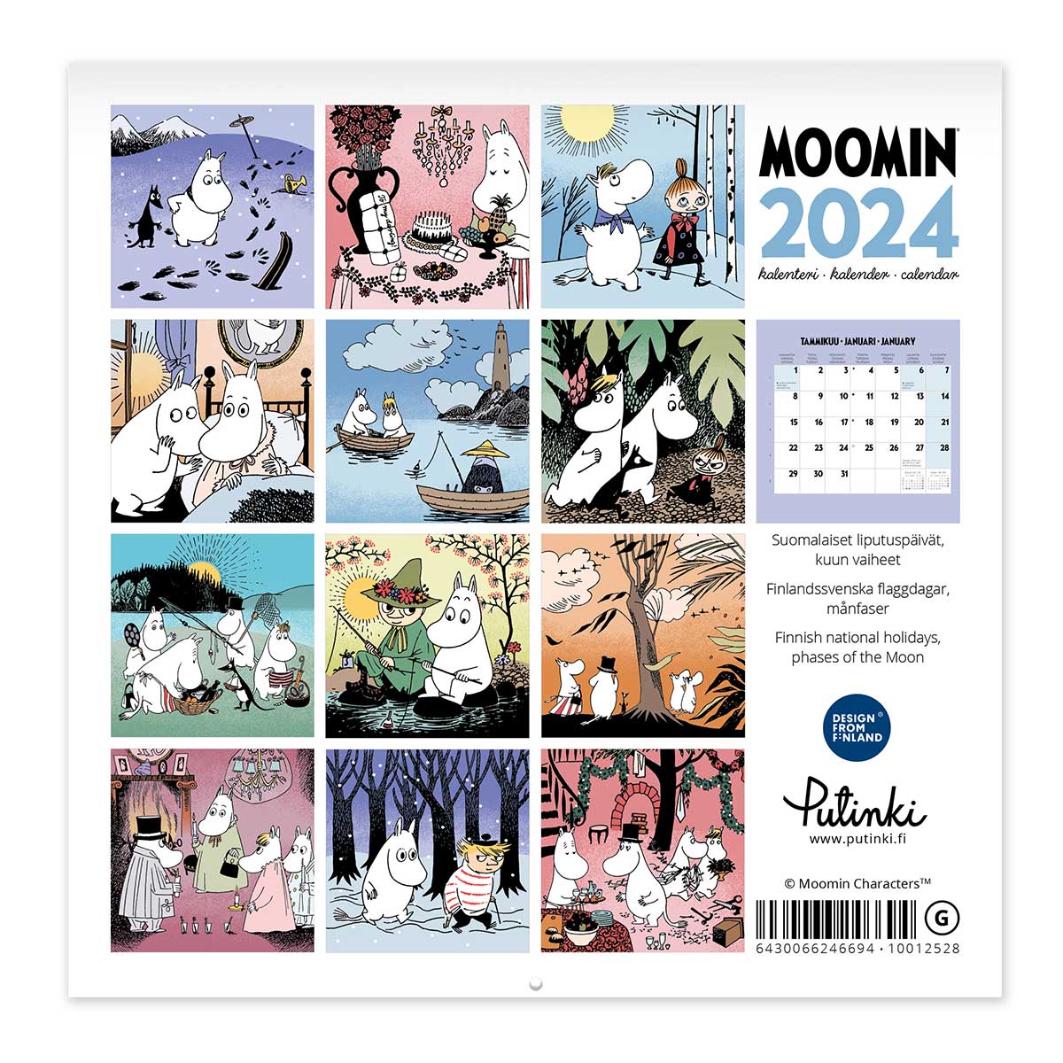 Moomin ムーミン Putinki プティンキ 壁掛けカレンダー 2024年 ( ミニ / 20×20cm )