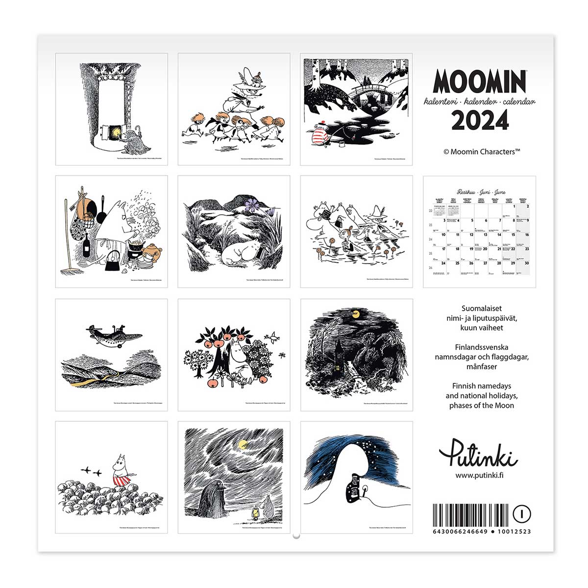 Moomin ムーミン Putinki プティンキ 壁掛けカレンダー 2024年 ( 30×30cm )