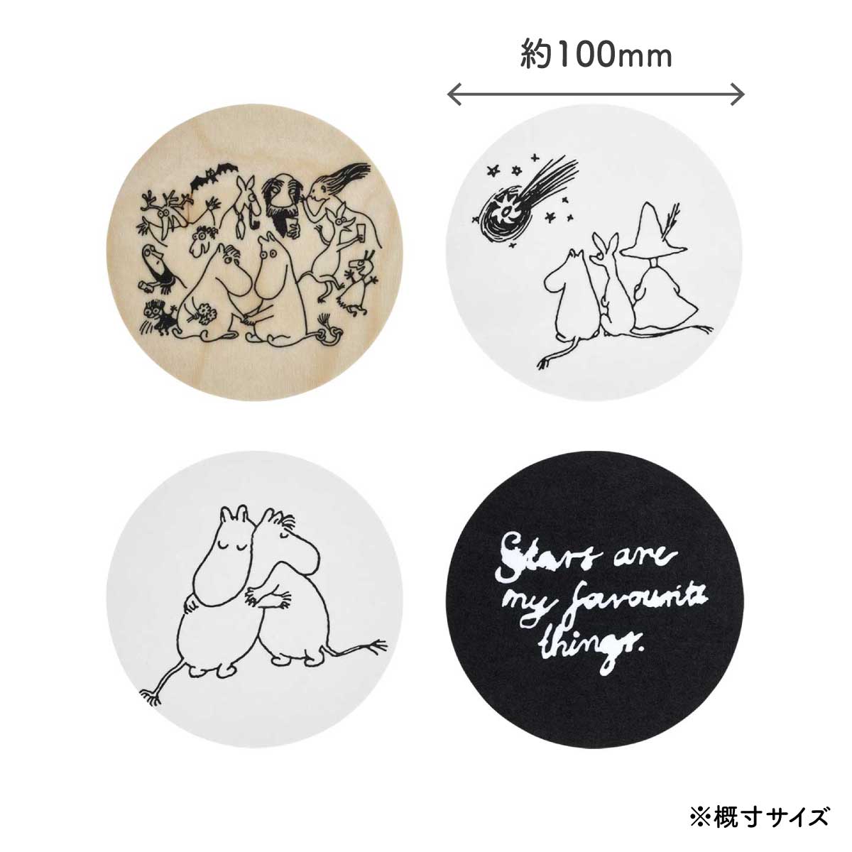 Moomin ムーミン Muurla ムールラ 木製コースター ( ムーミン80周年 / 缶入り / 4枚セット )