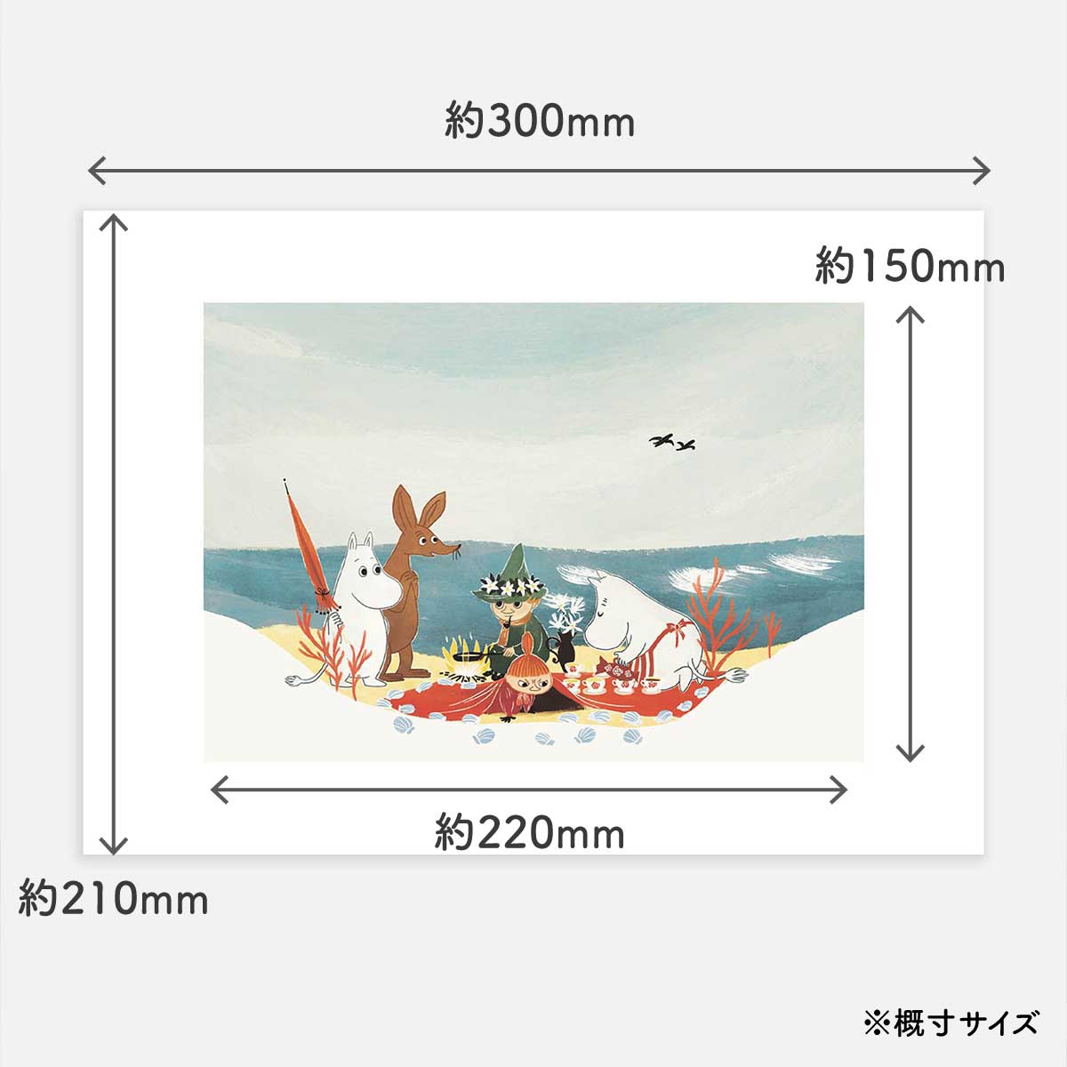 Moomin ムーミン Postery ポストリー ミニポスター ( Moomin Picnic by the Sea / 21 × 30 cm )