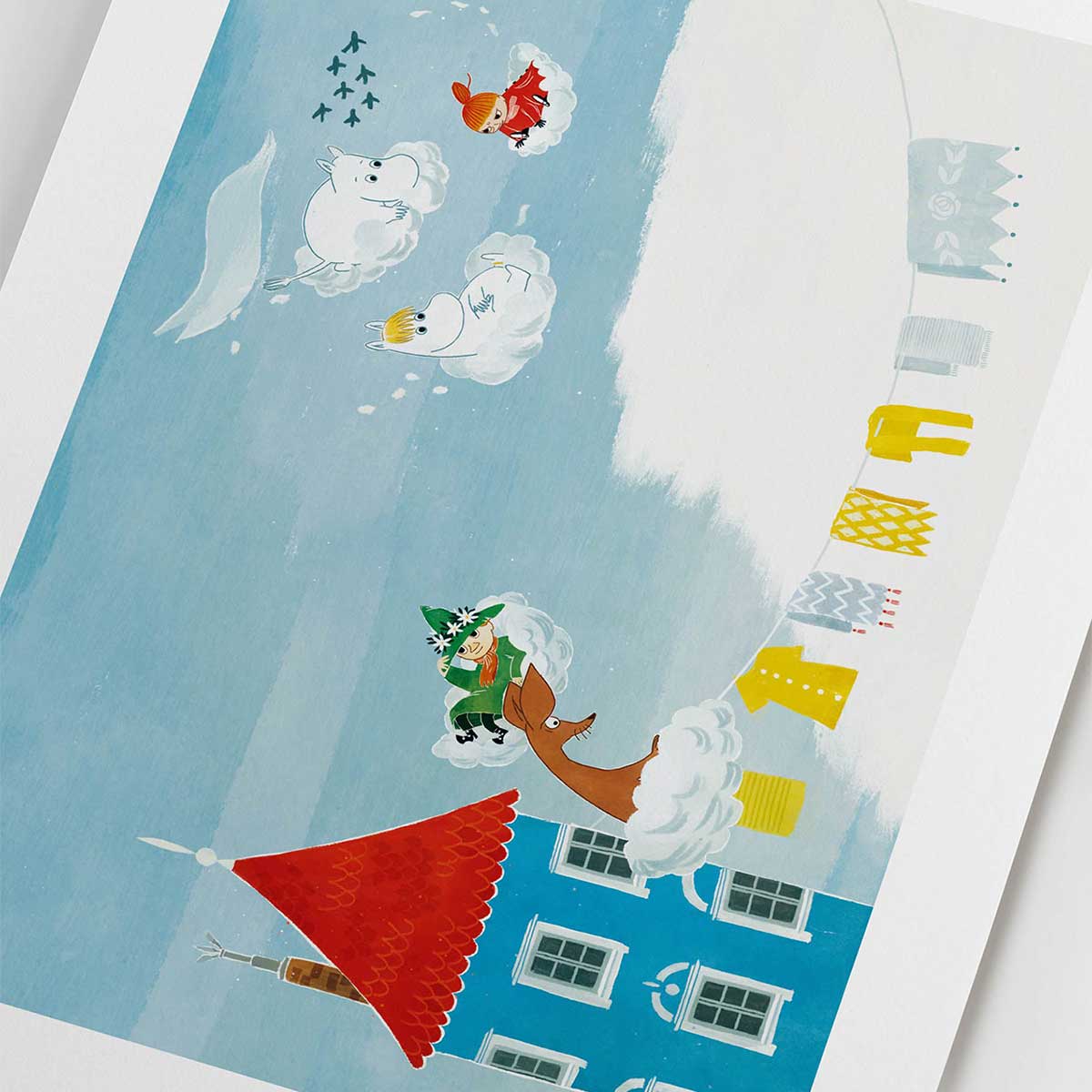 Moomin ムーミン Postery ポストリー ミニポスター ( Moomin Cloud Surfing / 21 × 30 cm )