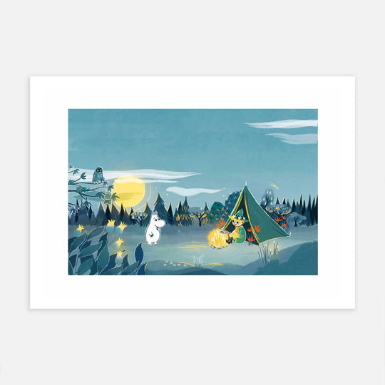 Moomin ムーミン Postery ポストリー ミニポスター ( Moomin Nighttime Campfire / 21 × 30 cm )