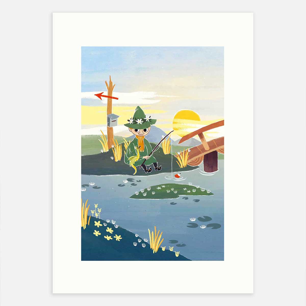 Moomin ムーミン Postery ポストリー ミニポスター ( Moomin Snufkin And Dragon Fishing / 30 × 21 cm )