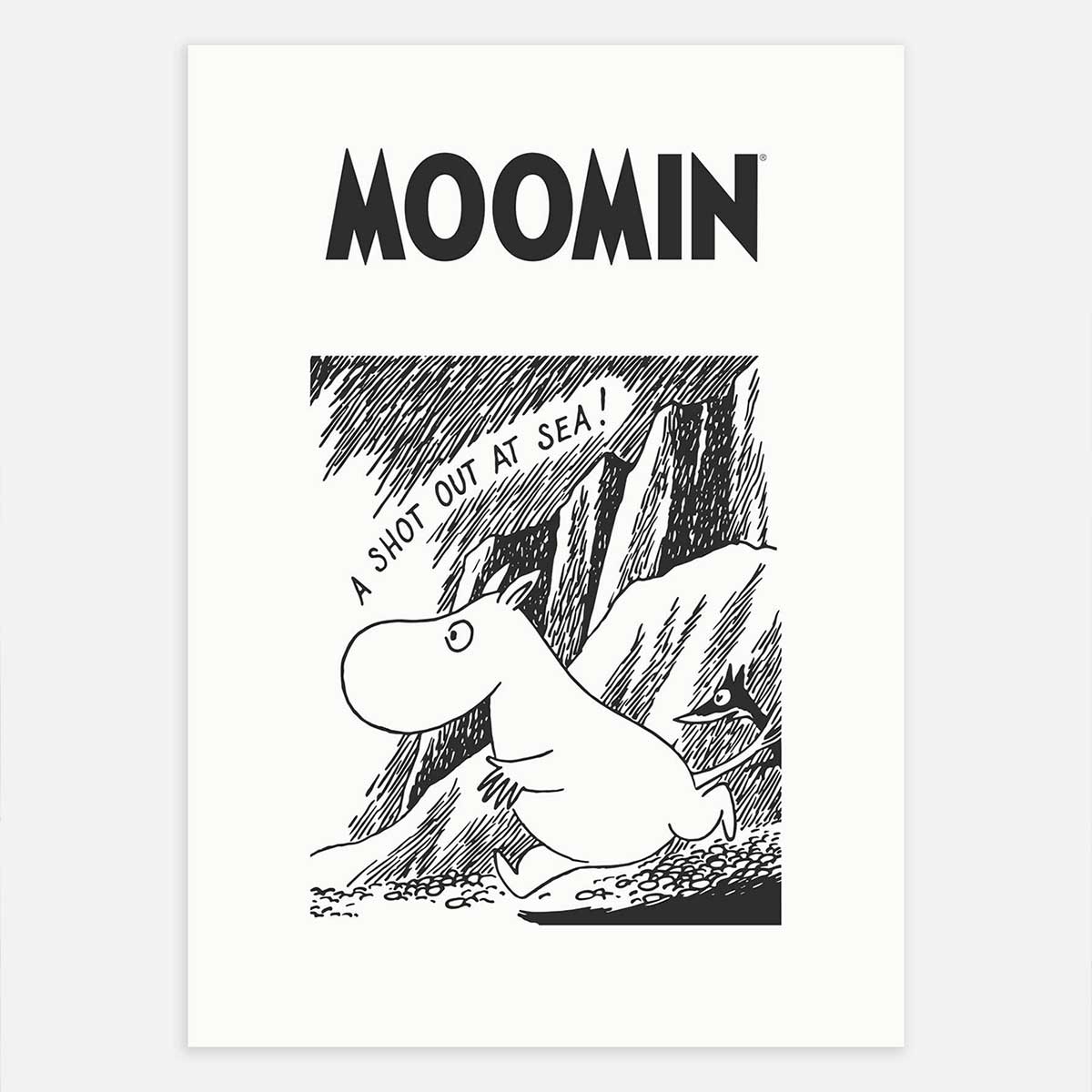 Moomin ムーミン Postery ポストリー モノクロミニポスター ( Moomin A Shot Out At Sea / 30 × 21 cm )