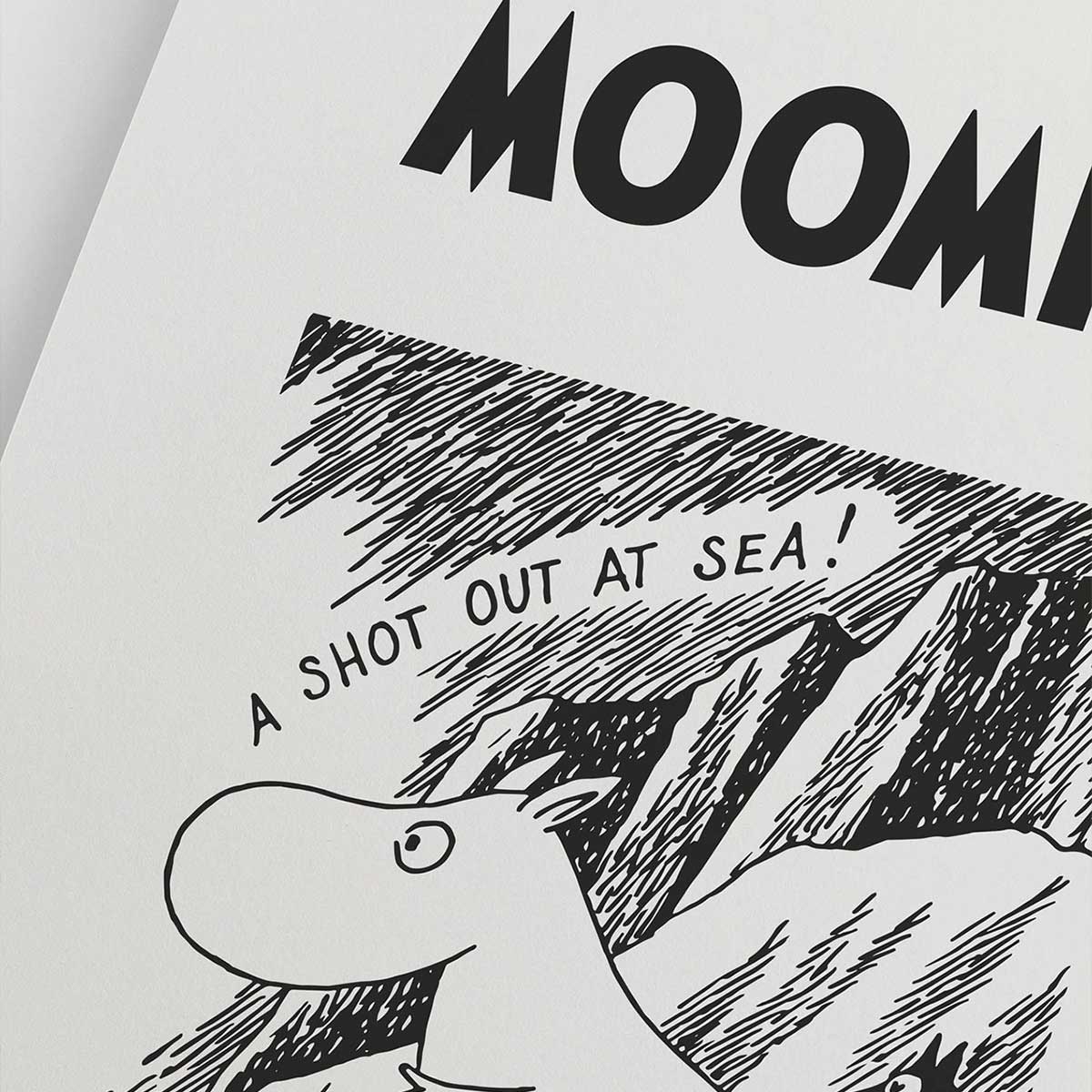 Moomin ムーミン Postery ポストリー モノクロミニポスター ( Moomin A Shot Out At Sea / 30 × 21 cm )