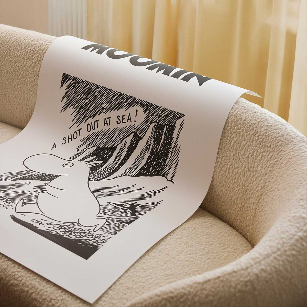 Moomin ムーミン Postery ポストリー モノクロミニポスター ( Moomin A Shot Out At Sea / 30 × 21 cm )