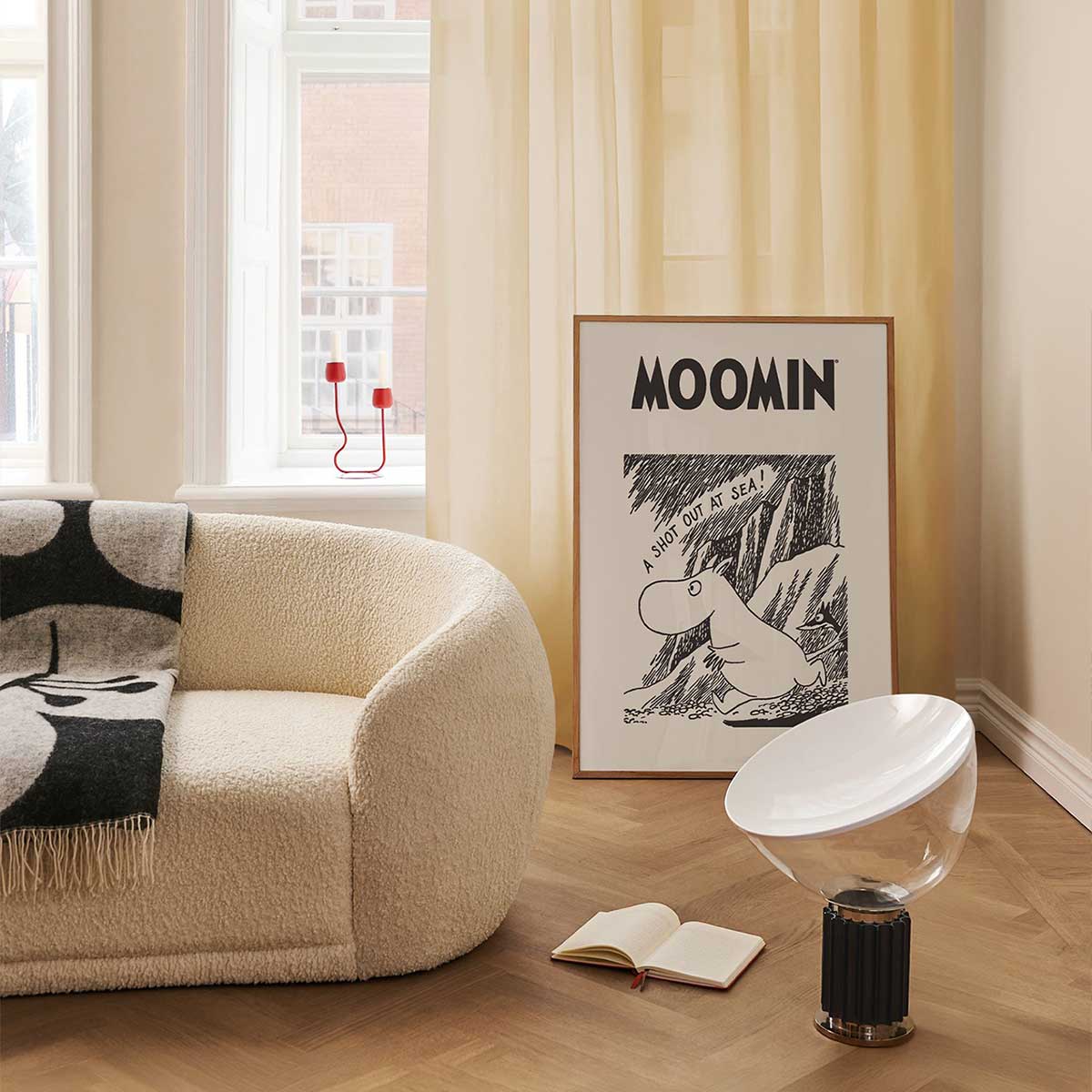 Moomin ムーミン Postery ポストリー モノクロミニポスター ( Moomin A Shot Out At Sea / 30 × 21 cm )