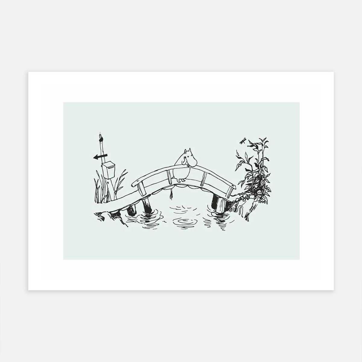 Moomin ムーミン Postery ポストリー モノクロミニポスター ( Moomin On Moominvalley Bridge / 21 × 30 cm )