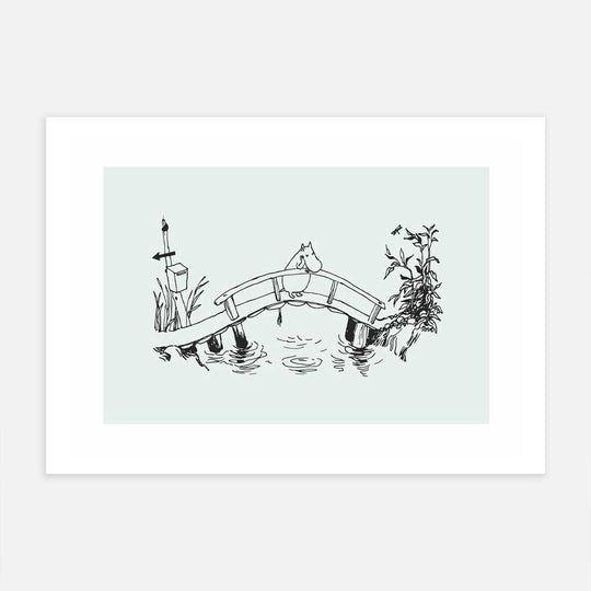 Moomin ムーミン Postery ポストリー モノクロミニポスター ( Moomin On Moominvalley Bridge / 21 × 30 cm )