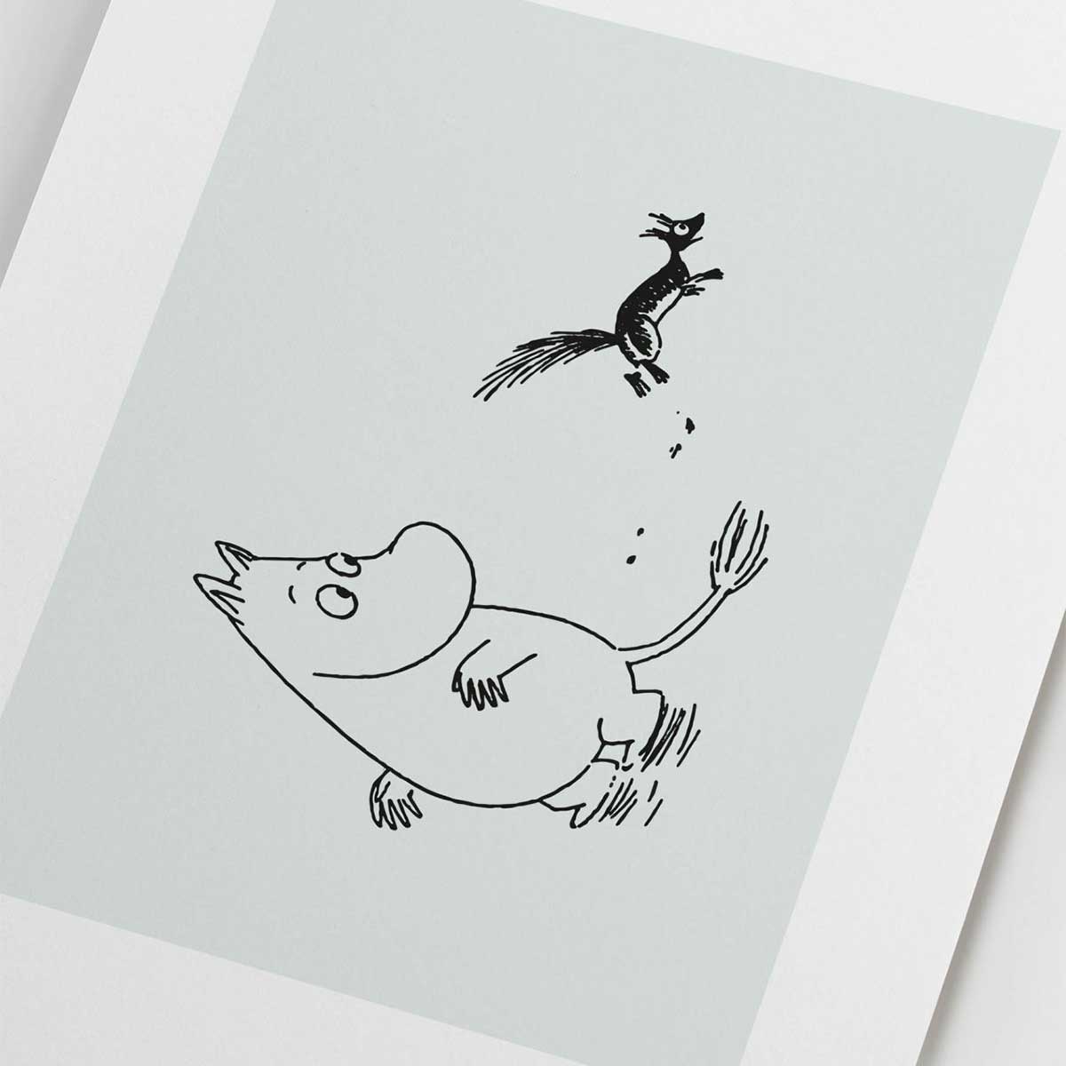 Moomin ムーミン Postery ポストリー モノクロミニポスター ( Moomin And Squirrel / 21 × 30 cm )