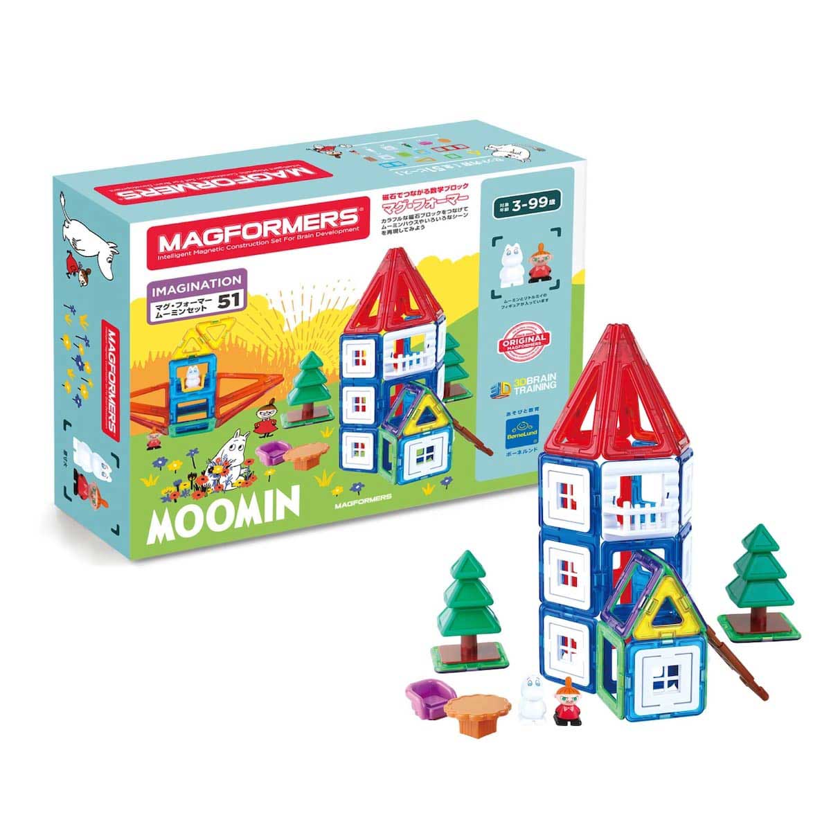 Moomin ムーミン BørneLund ボーネルンド 磁石でつながるブロック マグ・フォーマー ( 51ピース )