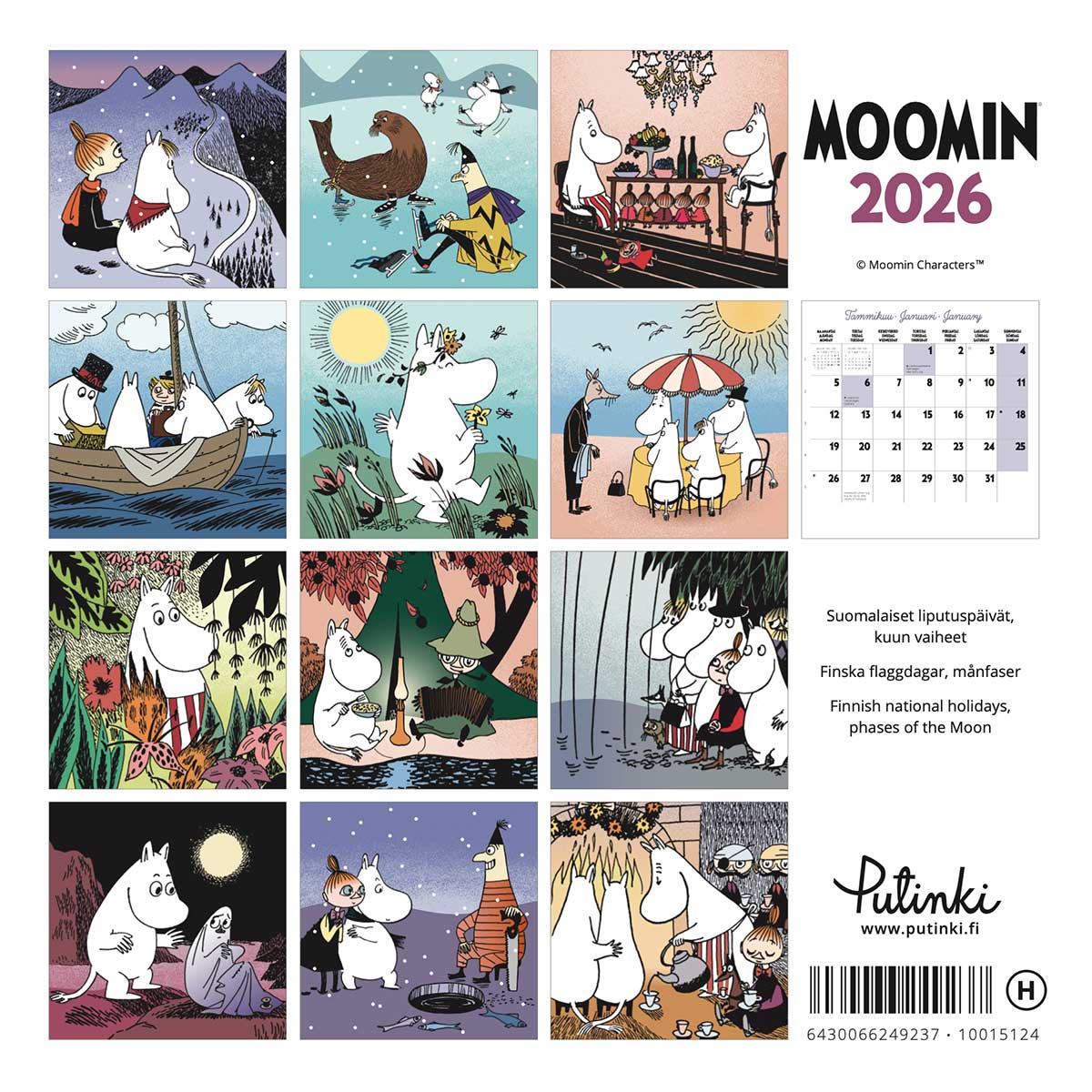 Moomin ムーミン Putinki プティンキ 壁掛けカレンダー 2026年 ( ミニ / 20×20cm )