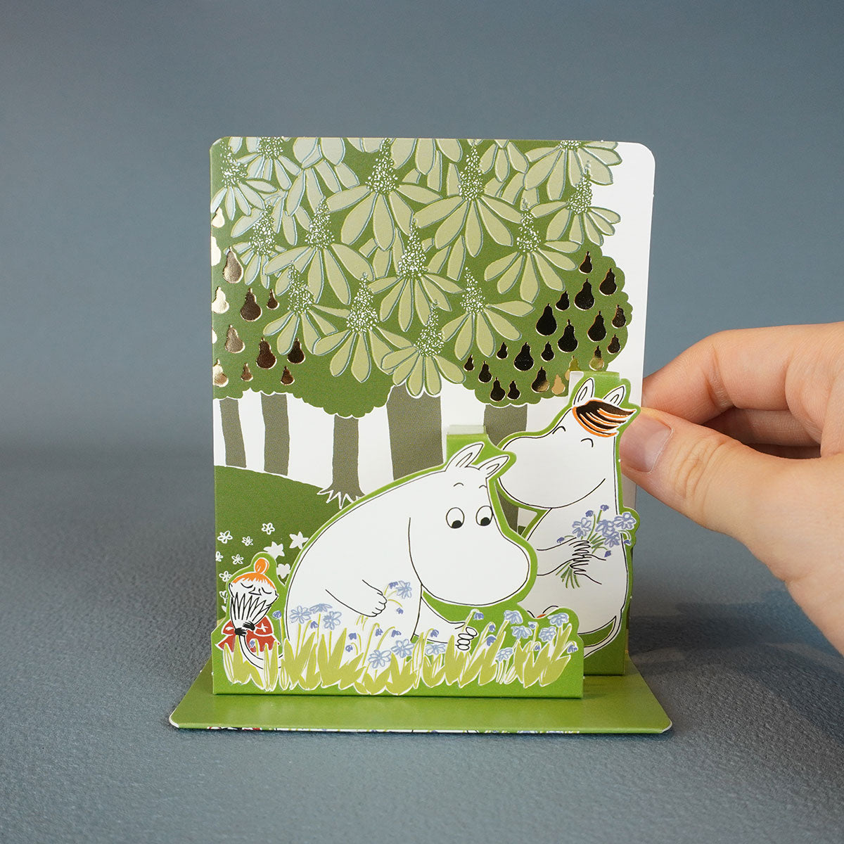 Moomin ムーミン Linnapaperi リンナパペリ 3Dポップアップカード ( ムーミン・リトルミイ・スノークのおじょうさん / お花摘み )