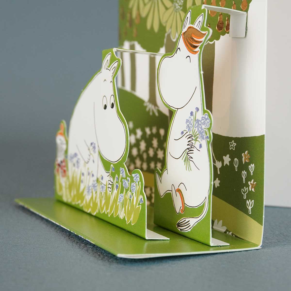 Moomin ムーミン Linnapaperi リンナパペリ 3Dポップアップカード ( ムーミン・リトルミイ・スノークのおじょうさん / お花摘み )