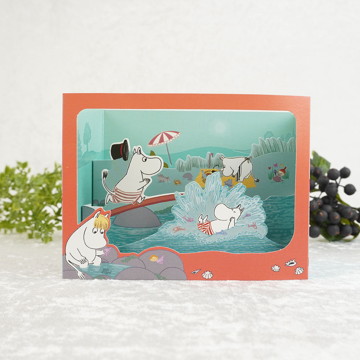 Moomin ムーミン Linnapaperi リンナパペリ 3Dシアターポップアップカード ( ムーミンキャラクターズ / 海水浴 )