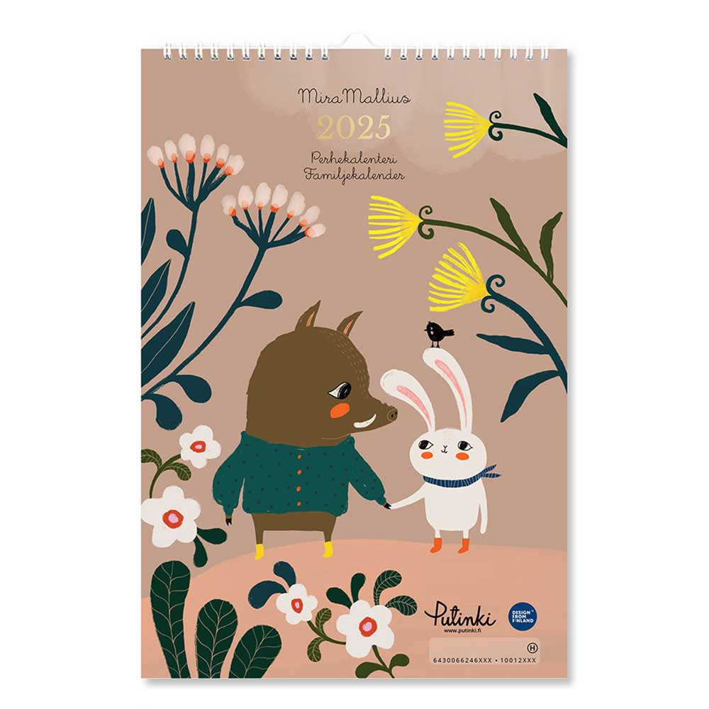 【50%OFF】Putinki プティンキ 壁掛けカレンダー 2025年 ( Mira Mallius ミラ・マリウス / ファミリーカレンダー / 23×34cm )【セール】