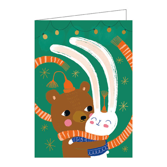 Putinki プティンキ クリスマスグリーティングカード ( Mira Mallius ミラ・マリウス / ハグするクマとウサギ )