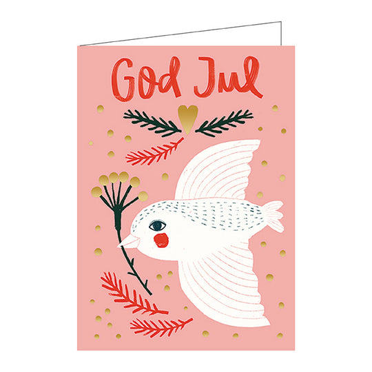 Putinki プティンキ クリスマスグリーティングカード ( Mira Mallius ミラ・マリウス / トリとメリークリスマス / ピンク )