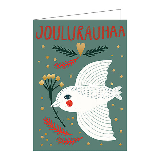 Putinki プティンキ クリスマスグリーティングカード ( Mira Mallius ミラ・マリウス / トリとメリークリスマス / グリーン )