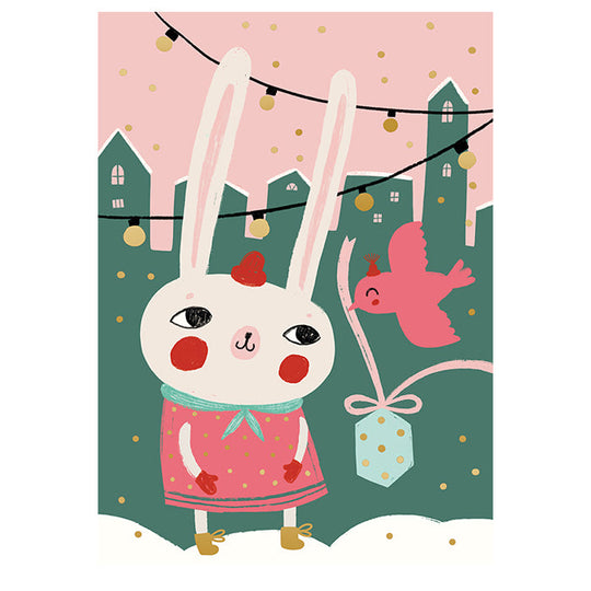 Putinki プティンキ クリスマスポストカード ( Mira Mallius ミラ・マリウス / ウサギとトリ )