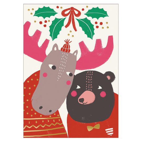 Putinki プティンキ クリスマスポストカード ( Mira Mallius ミラ・マリウス / なかよしなトナカイとクマ )