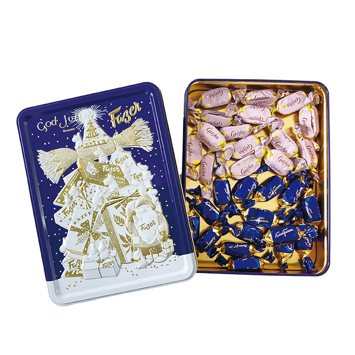 FAZER ファッツェル ×  Moomin ムーミン KarlFazerミルク & ゲイシャミルクチョコレート 缶  ( GodJul / ブルー / 30粒 )