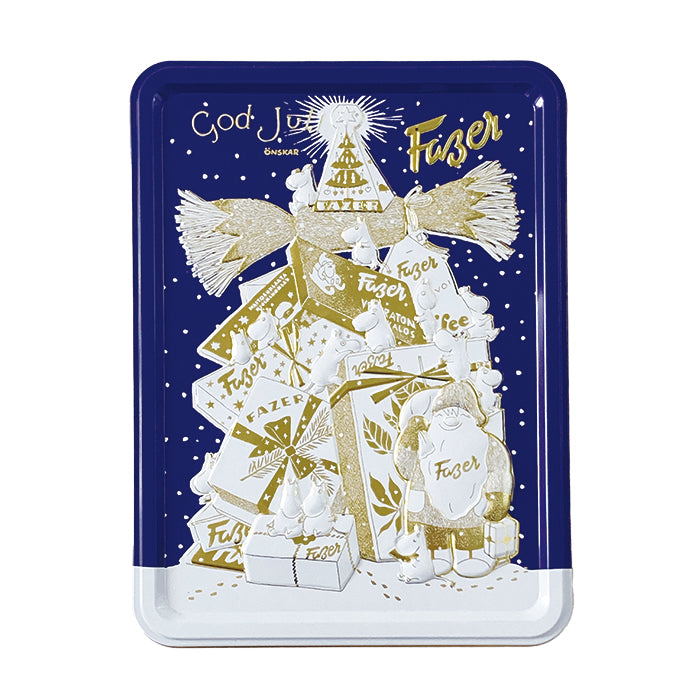 FAZER ファッツェル ×  Moomin ムーミン KarlFazerミルク & ゲイシャミルクチョコレート 缶  ( GodJul / ブルー / 30粒 )