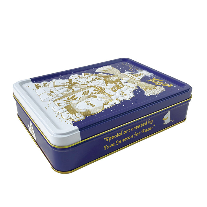 FAZER ファッツェル ×  Moomin ムーミン KarlFazerミルク & ゲイシャミルクチョコレート 缶  ( GodJul / ブルー / 30粒 )