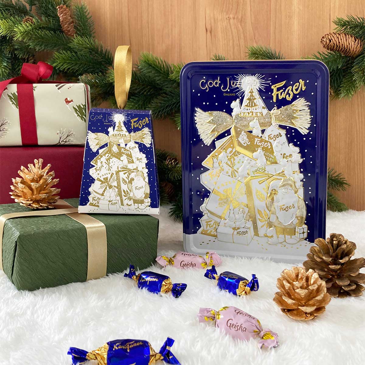 FAZER ファッツェル × Moomin ムーミン KarlFazerミルク オーナメントボックス ( GodJul / ブルー / 12粒 )