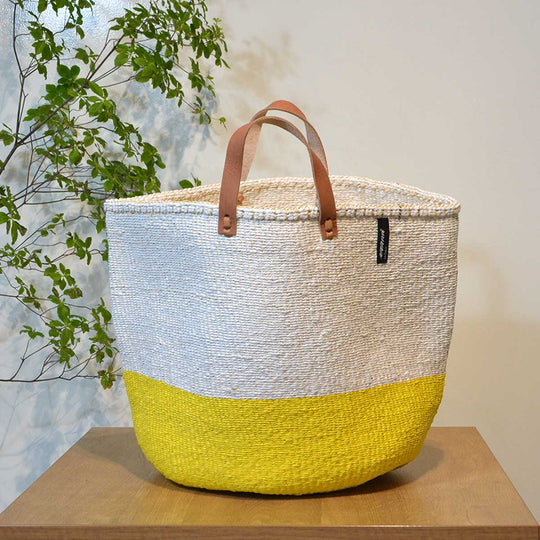 Mifuko ミフコ バスケット ( ホワイト & イエロー / Ｌ )