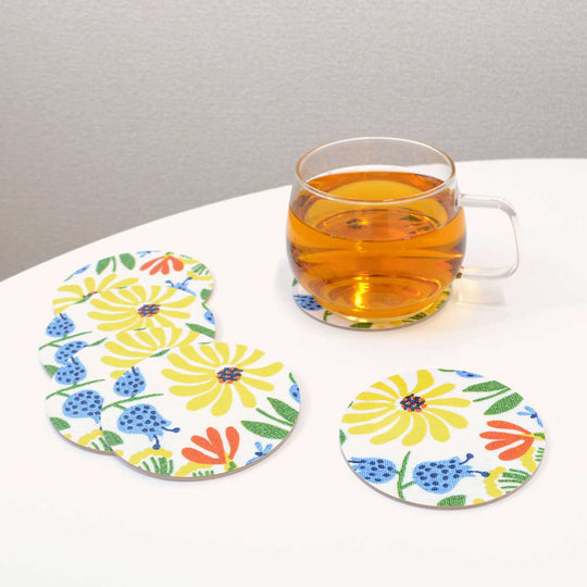 Opto design オプトデザイン Stig Lindberg 木製コースター ( Herbarium / ホワイト / 1個 )