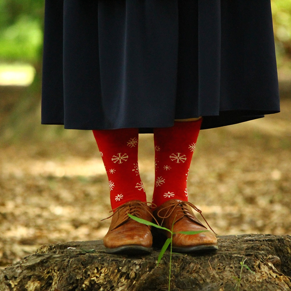 Bengt&Lotta ベングト&ロッタ レディースソックス ( スノースター / レッド )