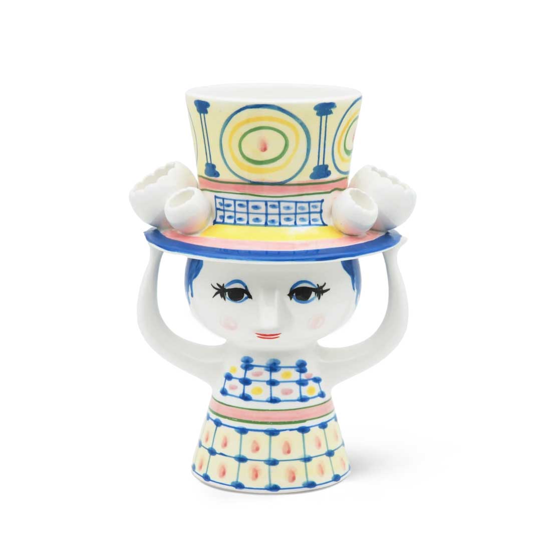 Bjorn Wiinblad ビヨン・ヴィンブラッド Lady with hat フラワーベース ( H20.5cm / ブルー )
