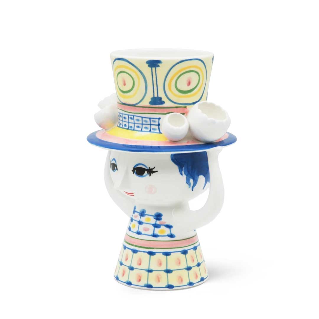 Bjorn Wiinblad ビヨン・ヴィンブラッド Lady with hat フラワーベース ( H20.5cm / ブルー )