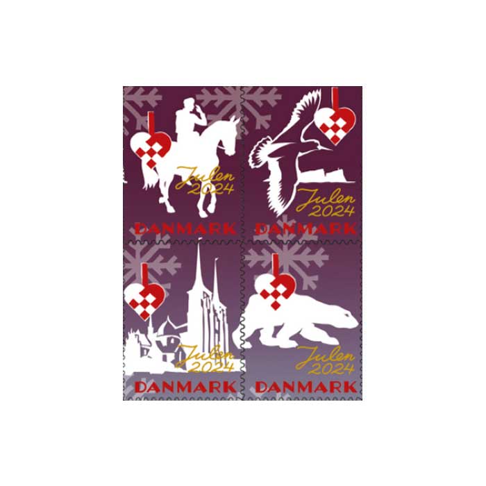 Danish Christmas Seals デンマーク クリスマス シール ( 2024年 / 4枚カット )