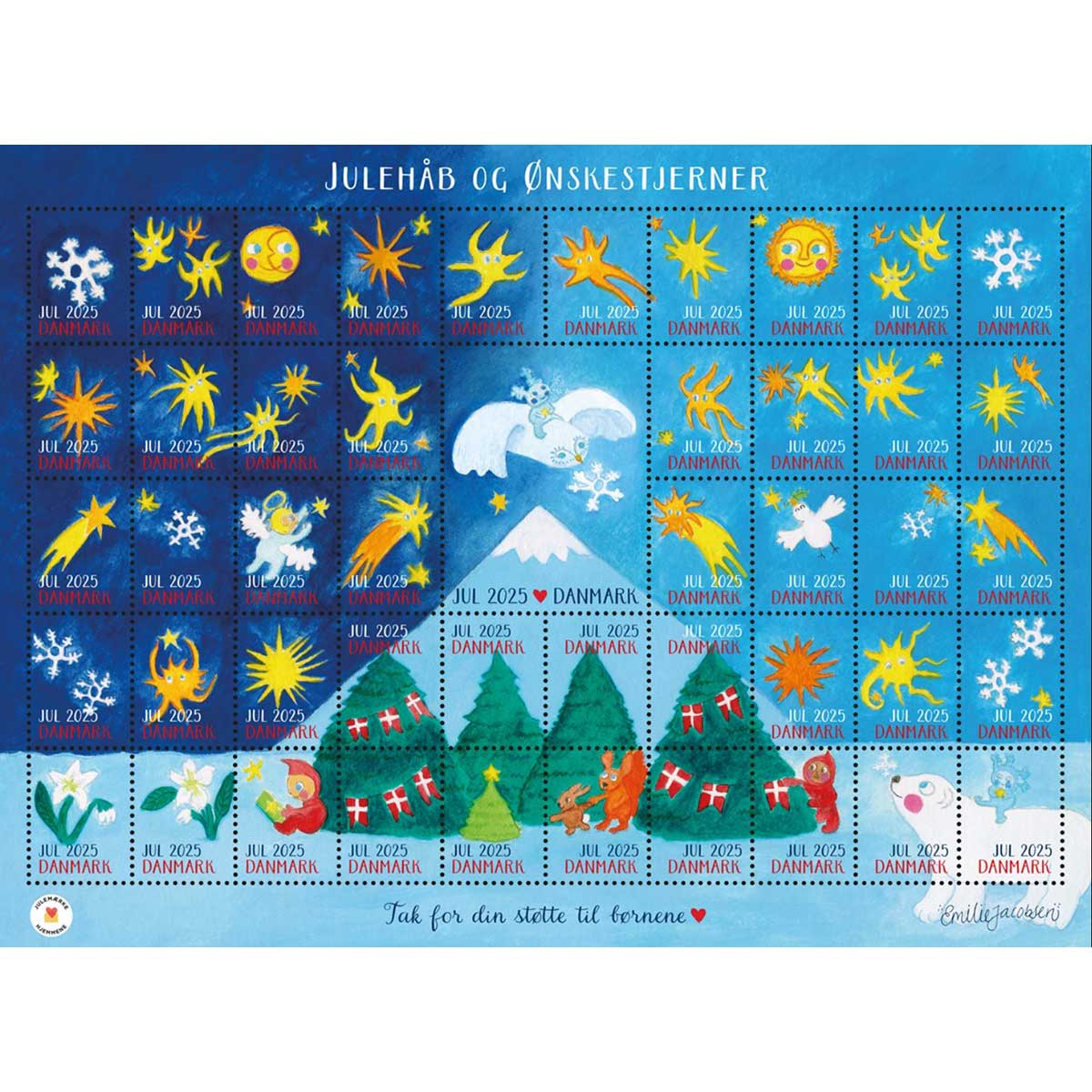Danish Christmas Seals デンマーク クリスマス シール ( 2025年 / 1シート50枚 )