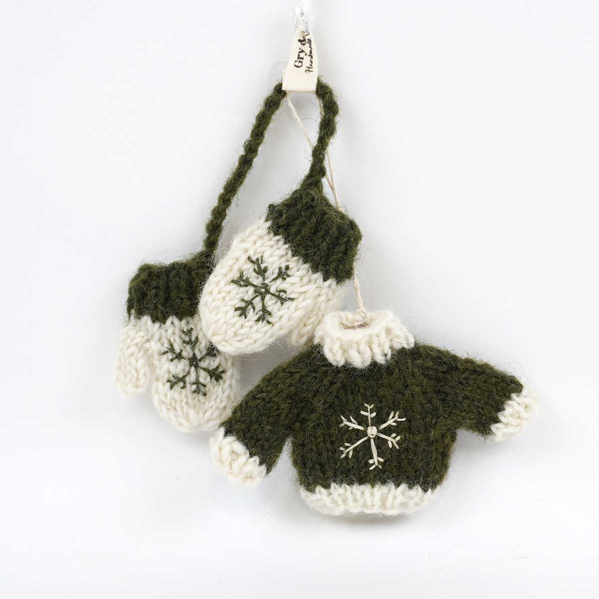 Gry&Sif グライアンドシフ オーナメント ( 手編みセーター＆手袋 / グリーン )